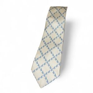 JIM THOMPSON Crème Blue  Silk Mens ELEPHANT Print, Modern Designer Dress Tie